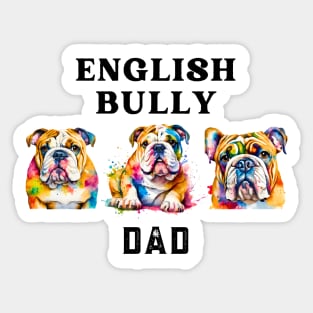 English Bulldog Dad Watercolor Sticker